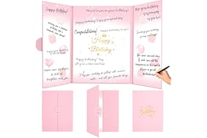HILAVO Happy Birthday Guest Book Pink Birthday Signing Guestbook Alternative Birthday Party Decorations for Girls Women Creative Birthday to You Memory Book Gifts Signature Sign Card Board Keepsake Decor