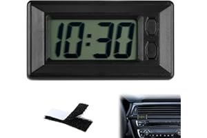 NOVSTUF LCD Digital Table Car Dashboard Clock, Portable Mini Travel Clock Automotive Desk Timer With Adhesive Pad Small Electronic Clocks Large Numbers Easy To Read Date Time Battery Powered for Home Office