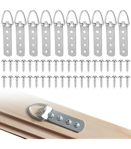 PARFCO Bilderaufhänger-Set – 15 Stück D-Ringe Mit 60 Schrauben, Für Schwere Bilder & Spiegel