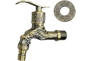 FAYEMINT Robinet de Jardin Vintage en Laiton, Antique Cuivre Dragon Sculpté Robinet, Vintage Sculpté Robinet, pour Salle de Bains Cuisine Évier Lavabo Baignoire Jardin Balcon Cuisine Machine à Laver Robinet