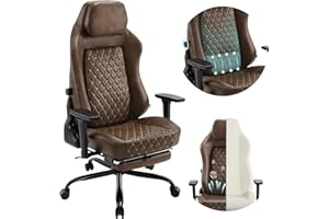 WOLTU Sedia Gaming, Sedia da Corsa con Spugna Integrata a Lunga Durata e Supporto Lombare Adattivo Incorporato, Pelle sintetica Vintage, Marrone, GS13br