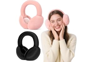 UxClishe 2 Pcs Winter Earmuffs, Foldable Plush Ear Warmers for Women & Men, Windproof Thermal Ear Muffs with Folding Design, Unisex Ear Covers for Christmas Thanksgiving Gift