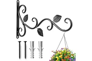 Arcjunys Wandhaken Blumenampel Halterung Wandhaken für Blumenampel 30cm Pflanzenhalterung Blumenampelhalter Hängepflanzenhalter mit Schrauben für Pflanzer Vogelhäuschen Laternen Windspiele Schwarz