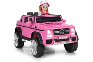 GOPLUS 12V Kinder Elektroauto Mercedes-Benz Maybach mit 2,4 Ghz Fernbedienung, Kinderfahrzeug mit Softstart, 2,5-5,5km/h, USB, MP3, LED-Licht, Sicherheitsgurt, für Kinder 3-8 Jahre alt (Rosa)