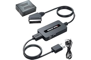 Kirolle Scart auf HDMI Konverter mit Scart Weiblich auf Weiblich Adapter, Unterstützt 4 : 3 und 16 : 9 HDMI Ausgang Schalter für N64/Wii/PS2/Xbox/DVD/STB