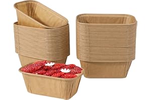 Jogoico 50 Pezzi Stampi in Carta Monouso, Pirofila Usa e Getta, Teglia da Forno Rettangolare per Mini Plumcake, Pane, Pagnotta, Torte, Muffin (Marrone)