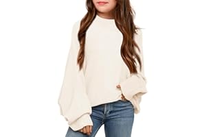 Haloumoning Mädchen Pullover Rundhalsausschnitt Leichter Strickpullover Kinder Einfarbig Langarm Knitted Sweater Winter Shirt Pulli Oberteile