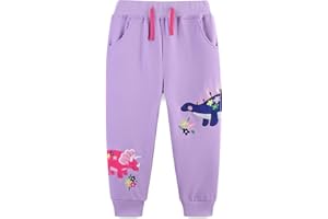 TEDD Girls Trousers Cotton Rainbow Pattern Sweatpants School Jogging Tracksuit Harem Pants with Pockets for Kids Age 1-7 Years