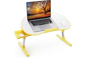 Bed Desk, Laptop Bed Table, SAIJI Lap Desk, Height adjustable Bed Tray, Secure Rounded edges, Soft Buckle, Drawer, Foldable, For Work, Read, Painting, Breakfast