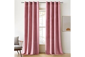 Woaboy Velvet Curtains 90 Drop Blush Pink Curtain for Living Room Thermal Blackout for Girls Bedroom Luxury Eyelet Drapes Window Treatment Insulated Soundproof & Room Darkening W 46 x L 90 2 Panels