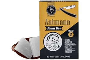 AATMANA Shaving Alum Bar 100g x 2 Bars | Premium Quality Potassium Shaving Alum Bars, 3.53oz Each | No Fragrance | Stops Bleeding Due to Minor Nicks & Cuts After Shaving