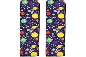 DWE Car Seat Belt Pillow for Kids, 2Pcs Spaceship Car Seat Belt Cover Pad Head and Neck Support (Space)