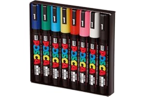 uni-ball 182512 - marker POSCA ze średnią okrągłą końcówką, zestaw 8 sztuk, kolory podstawowe