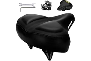 DAWAY C40 Comfortable Oversized Bike Seat - Compatible with Peloton, Exercise, Mountain or Road Bikes, Extra Wide Bicycle Saddle Replacement with Memory Foam Cushion for Men Women Comfort
