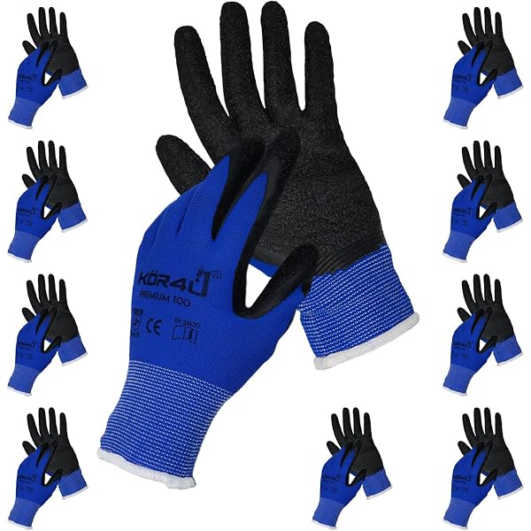 Lot De 20 Paires De Gants De Travail En Latex - Taille L (Grand) - Rouge - Norme EN388 - Pour Jardinage Et Bricolage
