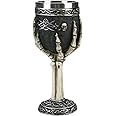 Stainless Steel Skull Wine Goblet Resin Skeletal Beer Cup Gothic Viking Warrior Skull Mug Medieval Drinkware Wineglasses Sacrifice Wine Chalice Cup Whiskey Cocktail Drinking Mug Halloween Bar Decor