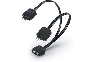 Akasa Addressable RGB LED Splitter Cable | 1-to-2 aRGB LED Splitter | 3-Pin Connector | 1 Female to 2 Male | 12cm | AK-CBLD08-12BK