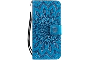 Reevermap iPhone SE 2022 Case iPhone SE 2020 Case iPhone 8/iPhone 7 Case PU Leather Cover for iPhone SE 3rd 2022/SE 2020/8/7, Protective Wallet Flip Magnetic Mandala Bumper with Kickstand, Blue