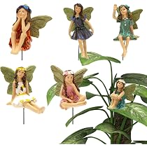 6 Feen Figuren Aus Harz - Miniatur Für Feengarten, Ca. 5-7 Cm, Wetterfest, Bunt