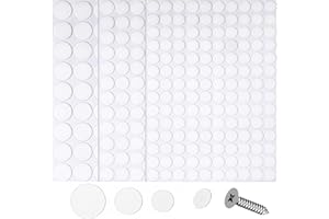 DAJING 290PCS Self Adhesive Screw Caps White, 12mm 15mm 21mm Non-faded White Hole Cover Pvc Dustproof Sticky Screw Covers for Furniture Wood Screws Wall Cabinet Desk