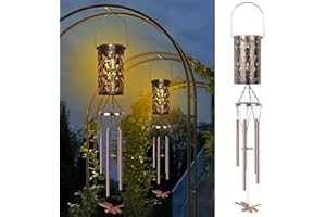 Qoosea Campanelli Eolici Solare, LED Solare Libellula Campane a Vento Impermeabile, Regali per Festa Della Mamma, Pasqua Natale Decorazioni, Esterno Giardino Balcone Cortile Campane a Vento