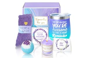 Birthday Pamper Gifts for Women, Relaxation Spa Bath Set for Friends Sister Bestie Wife Coworkers Ladies Hamper Birthday Gifts You are Awesome Gifts Dreamy Blue Purple by Sheinly