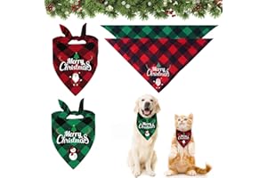 MOOSONO Halstuch Hund Weihnachten, 2 Stück Einstellbare Hundehalstuch Weihnachten, Weihnachtshalstuch Hund, Süße Haustier Halstuch Schal, Dreieck Bandana Hund, für Kleine Mittelgroße Große Hunde Katzen