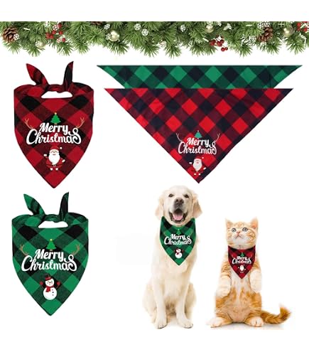 Weihnachts-Hundehalstücher (5 Stück, Wendbar) – Verstellbare Dreieckstücher Aus Polyester, Waschbar Für Hunde & Katzen