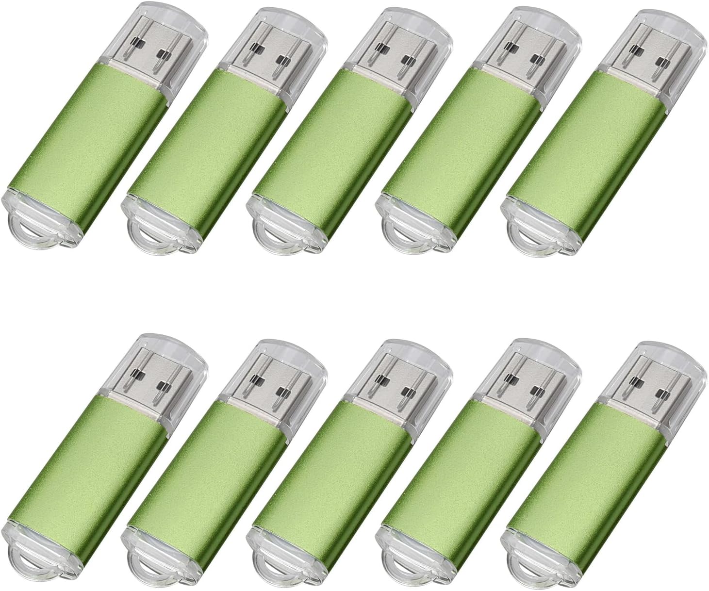 Fenglangrong 10 Pack Flash Drive 2GB USB Sticks, USB 2.0 Thumb Drives Bulk Flash Drive Pack 2GB Pendrive USB Memory Stick Zip Drive USB Sticks 10 Pack Green