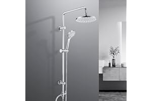 JOHO System prysznicowy ze stali nierdzewnej, zestaw prysznicowy, drążek prysznicowy, zestaw prysznicowy z głowicą prysznicową ABS średnica 23 cm