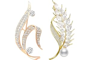 Unaone Brooches for women, Set of 2 Rhinestone brooch pins, Elegant Gold Crystal Floral Wedding Bouquet Brooch