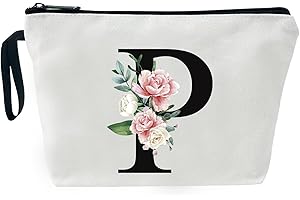 JEKUGOT Personalisierte Make-up-Taschen, Geburtstagsgeschenke für Frauen, A-Z, personalisierte Geschenke für Frauen, einzigartige Freundschaftsgeschenke für Frauen, Braut-Kosmetiktasche, Mütter (), P
