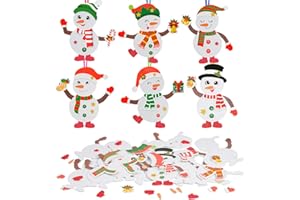 ‎LAMEK LAMEK 12 Schneemann Bastelsets Kinder Kreative Weihnachtsbasteln Weihnachten Kunsthandwerk zum Basteln Kreativsets Moosgummi Bastelhandwerk für Jungen Mädchen Weihnachtsbaum Winter Neujahr