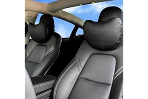 Ywooon Kopfstützenkissen 2 Packungen für Tesla Model Y Model 3 Model X Model S Nackenstützkissen Echtes Nappaleder Schwarz für Tesla Model 3/Y/S/X Zubehör