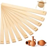 Jicyor 10 Pcs Ceramic Roller Guides, Ceramic Tools (3/5/7/10/12 mm, 2 Pieces Each) Wood Strips 34 cm x 2 cm for Ceramics, Pol