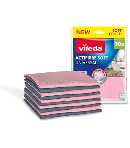 Strofinaccio Vileda Actifibre – Set Da 2 Pezzi, Unisce Microfibra E Spugna, Assorbe Bene E Pulisce Senza Detergenti