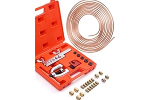 Racewill 25 ft 1/4 Copper Coated Brake Line Kit (Includes 16 Fittings and 4 Unions Brake Line Fittings) + Brake Line Double & Single Flaring Tool Kit