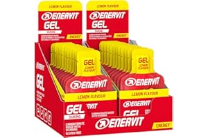 Enervit, Gel Limone, Gel Energetico con Vitamine, 20g di Carboidrati, Adatti Durante Attività Sportiva di Lunga Durata, Alta Densità Energetica, Gusto Limone, VeganOK, Senza Glutine, 24 Pack da 25ml