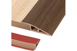 ZAYEJOD 1M Strisce di Transizione del Pavimento PVC Autoadesiva Soglia di Dislivello Pavimento Soglia di Transizione Profilo di Transizione Pavimento per Dislivello di 1.5 cm, Grana di legno marrone