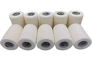 PintoMed - Venda Cohesiva - 10 x BLANCO - 10 rollos x 7,5 cm x 4,5 m estirado - Vendaje autoadhesiva elástica y flexible, Cinta adhesiva, Vet Wrap, Tape, Primeros auxílios y lesiones