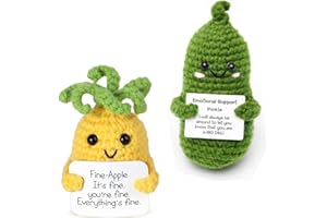 ZYAEL Crochet Positive Fruits,2 Pcs Funny Knitting Doll,Funny Positive Fruit Creative Cute Wool Inspirational Potato with Positive Affirmation Cards Crochet Doll for Friends Kids Lovers Party Decoration
