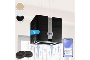 Klarstein Futurelight Smart - Cappa Aspirante, Funzione di Ricircolo con una Potenza Aspirante di 420m³/h, Cappa a Isola con Illuminazione a LED, Acciaio Inox, Nero