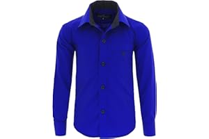 GILLSONZ A7vDa Kinder Party Hemd Freizeit Hemd bügelleicht Lange Arm mit 10 Farben Gr.86Bis158