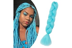 Gairyan Braid Extensions, Braiding Extensions, Synthetic, 1 Piece, 100 g, 60 cm, Jumbo Braiding Hair, Ombre, Synthetic Box Braid Hair Extensions, Braids, Afro for Crochet Twist, Sky Blue