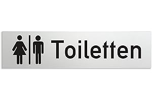 Kinekt3d Leitsysteme Sign, door sign, 160 x 40 x 1.5 mm, anodised aluminium, surface in polished stainless steel look, 100% made in Germany (toilets toilets)