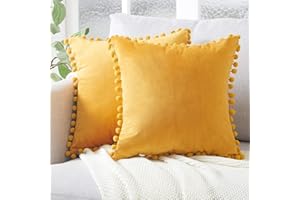 Topfinel Housse de Coussin Jaune 50x50 Decoration Salon Canapé Lit Lot de 2 Protege Oreiller Velours Doux pour Gros Housse Coussin de Canapé Carré Decoratif avec Fermeture Eclair