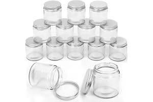 Swpeet Transparent glas med silverfärgat lock, sortimentsset, rund behållare, kosmetiska burkar med lock, reseglas, kosmetisk behållare för kräm, lotion, 120 ml, sats med 12 förpackningar