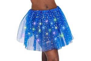 Ruiuzioong Damen Tüll Tutu Rock Sterne Pailletten Tutu Rock Mit LED Lampe Prinzessin Rock für Party Ballett Tanzen