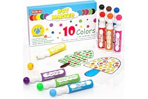 Shuttle Art 10 Couleurs Dot Marqueur à Point Lavable, Non Toxique, Dot Marker pour Enfants Education Précoce, Bingo Dabber pour Création avec 1 Livre de Coloriage