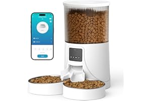 Tieker Automatic Cat Feeder, WiFi Smart Cat Feeder Automatic, with 10s Voice Recording and Timer, Food Dispenser with Stainless Steel Bowl for 2 Cats, 4 Meals Daily, Pet Feeder for Cats